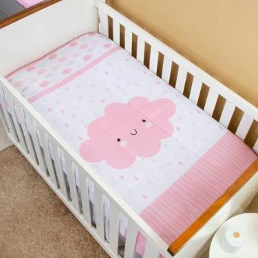 Imagem de Edredom Berço Americano para Bebê Menina Sublimado - Carinha de Anjo, 