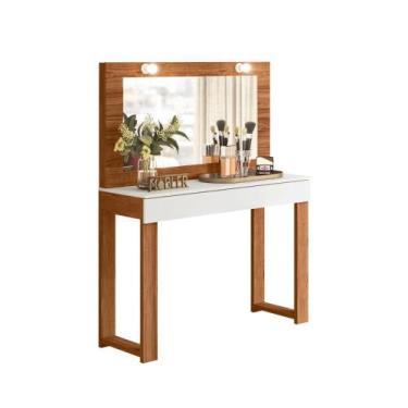 Imagem de Penteadeira Camarim Gala com Espelho 1 Gaveta Cinamomo e Branco - Mobl