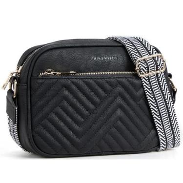 Imagem de Bolsa tiracolo BOSTANTEN acolchoada de material vegano preta feminina