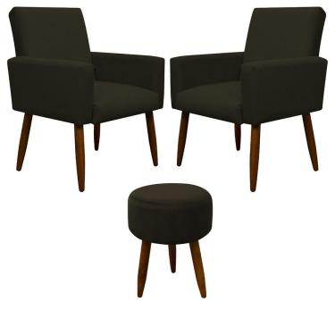 Imagem de Kit 2 Poltronas E Puff Sala E Quarto Nina Suede Herrero Cor:marrom