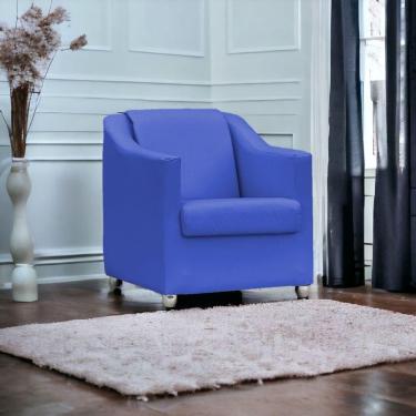 Imagem de Poltrona Mila Corino Cores Pé De Plástico Cromado - Azul-royal, Corino