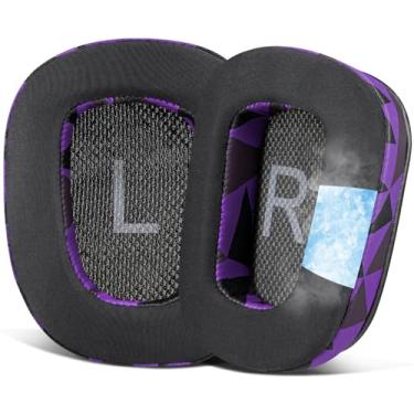 Imagem de SOULWIT Almofadas De Gel Refrescante Para Fones Ouvido Logitech G35 G930 G933 G935 G633 G635 G533 G430 G431 G432 G433, Auriculares G332 G230 G231 G233 - Roxo E Preto