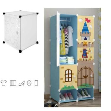 Imagem de Armario infantil multiuso castelo com organizador de brinquedos e sapa