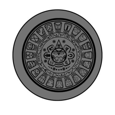 Imagem de Adesivo Decorativo Redondo Asteca Maia, 100mm, Arte Tribal Antiga (MARIA281, BOPP, 100MM)