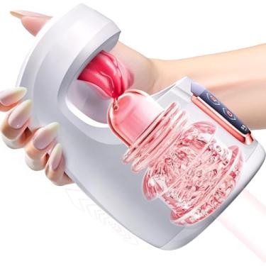 Imagem de ZSSNLY Masturbador Masculino Brinquedos Sexuais Para Homens - Brinquedos Sexuais Masculinos Com 10 Modos De Empurrão E 10 Modos De Lambida De Língua Real Máquina De Sexo De Boquete Stroker Para Trei