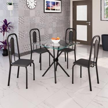 Imagem de Conjunto Sala de Jantar com 4 Cadeiras Lívia Preto