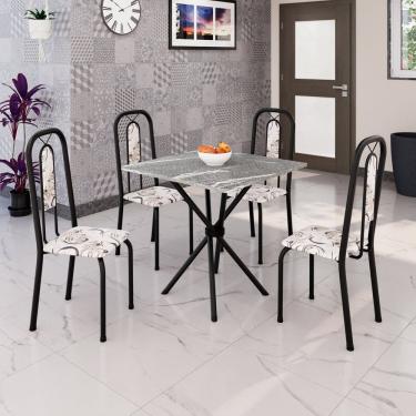 Imagem de Conjunto Sala de Jantar com 4 Cadeiras Lívia Arabesco / Preto