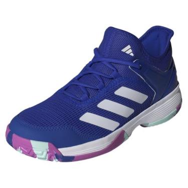 Imagem de adidas Tênis infantil unissex Ubersonic 4, Azul lúcido, branco/roxo explosão, 1 Little Kid