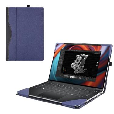 Imagem de RUNMEIJIA Capa para laptop Dell Precision 5490/5480/5470 de 14 polegadas [não funciona com outros modelos Dell] Capa removível para notebook de couro PU .2 em 1 (azul)