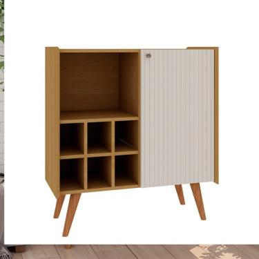 Imagem de Buffet Vértice Ripado com Adega 2 Portas Off White e Cinamomo