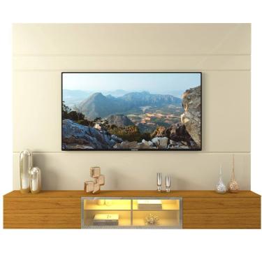Imagem de Painel Estante Home Suspenso Gelius Luminare Reflecta para TV de ate 85 polegadas com LED largura de 217 cm 100% MDF OFF White Naturale