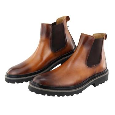 Imagem de Bota Chelsea Masculina Couro Elastico Lateral Palmilha Gel Forrada Solado Emborrachado Puxador Traseiro Tamanho:40;Cor:Caramelo;Gênero:Masculino;Departamento BS:Esporte