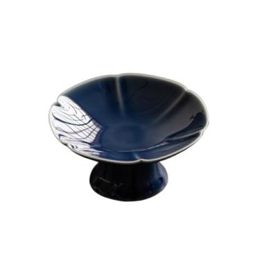 Imagem de prato de lanche Prato de tempero cerâmica, bandeja multiuso, prato servir, fruteira, utensílios cozinha tigela de sopa(Blue)