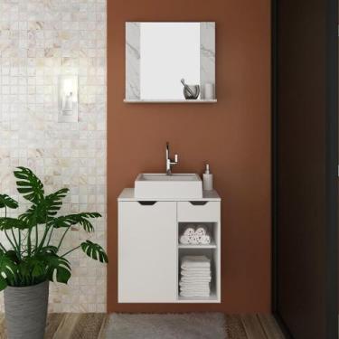Imagem de Kit Gabinete Branco e Espelheira Mármore Branco - Tecno - Tecno Mobile