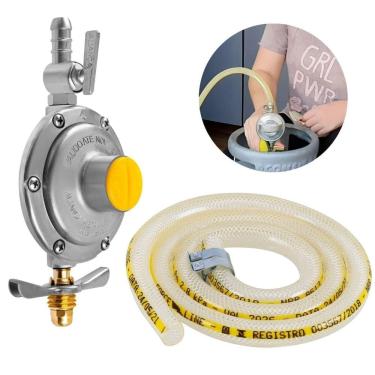 Imagem de Regulador Registro De Gás De Cozinha + Mangueira 80Cm