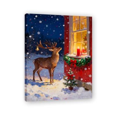 Imagem de Pôster de Natal de casa de fazenda, estampa de férias de inverno, decoração de parede de Natal vintage para decoração de galeria de quarto de fazenda A33. Moldura interna 60x80cm-23,7x31,5 pol