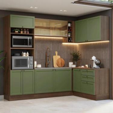 Imagem de Armário De Cozinha Completa De Canto 399 Cm Rustic-verde Vik Madesa 02