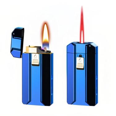 Imagem de NINSI Isqueiro ativado por voz inteligente - chama dupla à prova de vento, tocha de butano vermelho jato e chama suave de querosene, 4 modos de ignição, recarregável USB-C, isqueiros recarregáveis