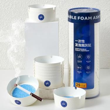 Imagem de 25 cinzeiros descartáveis de papel espesso, cinzeiro portátil, externo/cinzeiro sem fumaça interno, com pomada perfumada para remoção de fumaça e areia