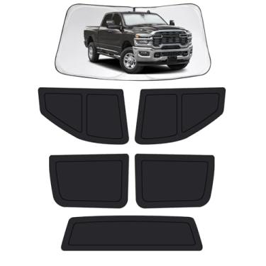 Imagem de Persianas de janela de carro para Dodge RAM 2500 2016-2026, capas de janela de carro completas para privacidade, para-sol para RAM 2500 janelas laterais do para-brisa dianteiro traseiro para bloquear