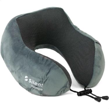 Imagem de Almofada Apoio Encosto de Pescoço Ergonômico para Viagem Silent (Cinza) U CINZA UNICA-Unissex