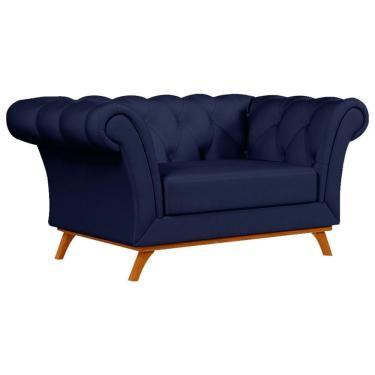 Imagem de Sofá 150cm 2 Lugares Base Madeira Império C-304 Veludo Azul Marinho - Domi