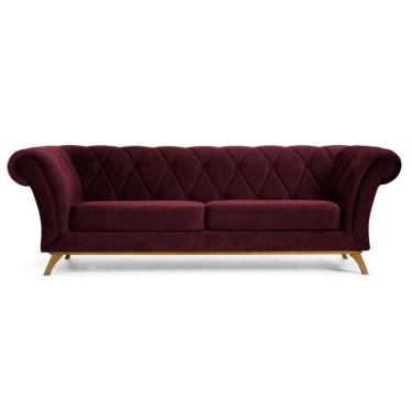 Imagem de Sofá 260cm 4 Lugares Base Madeira Império C-278 Veludo Marsala - Domi