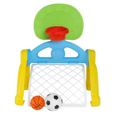 Imagem de Centro Esportivo Infantil 2 em 1, Tabela de Basquete e Gol de Futebol, Colorido, Brinquedo Educativo para Crianças