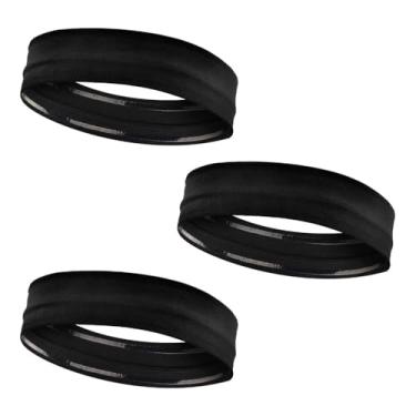 Imagem de Bandanas esportivas, 3 peças, faixas de cabeça altamente elásticas, não sedosas, respiráveis para mulheres, homens, esportes, academia, treino, ioga, corrida