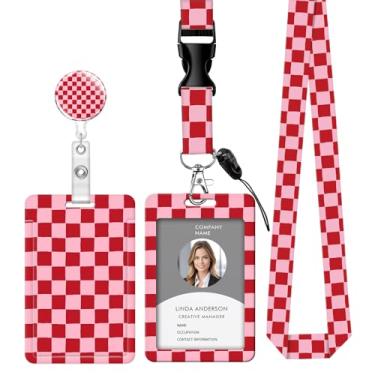 Imagem de Cordão retrátil para crachá de identificação com clipe e chaveiro, ajustável, bonito carretel de separação, durável e perfeito para mulheres enfermeiras, professoras, trabalhadoras de escritório