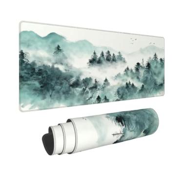 Imagem de CANFLASHION Tapete de mouse floresta cinza, tapete de mesa de escritório 80 x 28 cm, mouse pad grande para jogos, XL estendido à prova d'água para computador com base de borracha antiderrapante, 300 x