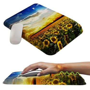 Imagem de MEKASS Mouse pad com descanso de pulso, mousepad ergonômico para alívio da dor no túnel do carpo, suporte de pulso de computador com espuma de memória para escritório em casa (27,2 x 19,8 cm,