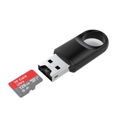 Imagem de HBFQMDJLX Leitor de cartão USB 3.0, velocidade de transferência de 5 Gbps, preto, liga de alumínio, tipo TF, tecnologia de chip inteligente, Plug and Play, compatível com tipo C, 9 x 6 x 0,5 cm