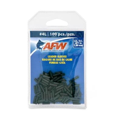Imagem de AFW Mangas de crimpagem de barril único de arame de pesca americana, tamanho nº 4L/0,71 polegadas, preto, 100 peças