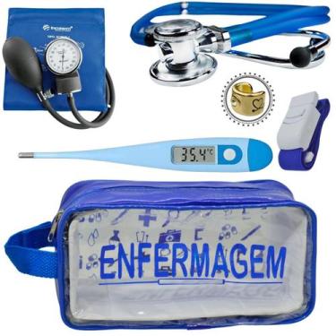 Imagem de Kit Enfermagem Academico Com Aparelho de Pressao Estetoscopio Rappapor