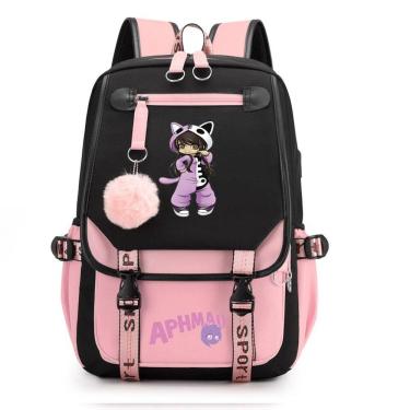 Imagem de Mochila escolar Aphmaus Pink Nylon 29x15x44cm para crianças