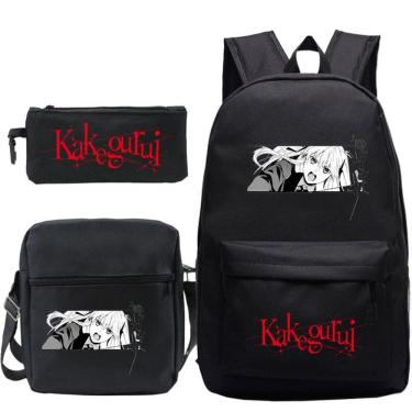 Imagem de Conjunto de mochilas escolares: mochila impressa em anime Kakeguruiss, 3 unidades