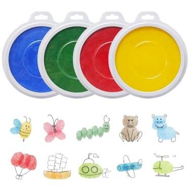 Imagem de Almofadas de carimbo de 17 cm para crianças, almofadas de carimbo de 4 cores para sala de aula, almofadas de carimbos laváveis para crianças, almofada de tinta grande para lavável, bloco de carimbos