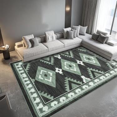 Imagem de Tijuboni Tapetes ocidentais para sala de estar antiderrapantes, tapetes de área do sudoeste para sala de jantar, cozinha, quarto, berçário, suporte de borracha lavável, 15 x 23 cm asteca