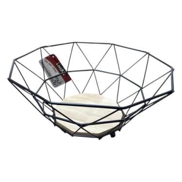 Imagem de Fruteira Diamond Preta Organizador de Frutas para Mesa e Bancada Design Vazado com Estrutura Resistente para Cozinha