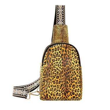 Imagem de CEBUGI Bolsa tiracolo pequena com estampa de leopardo para mulheres, pochetes de couro, bolsa de peito para caminhadas, viagens ao ar livre