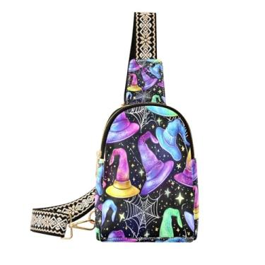 Imagem de CEBUGI Chapéu de bruxa pequena bolsa tiracolo feminina de couro, pochete transversal para trilhas, viagens ao ar livre