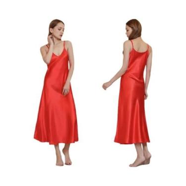 Imagem de Camisola feminina elegante e sexy com decote em V, saia de dormir eleg