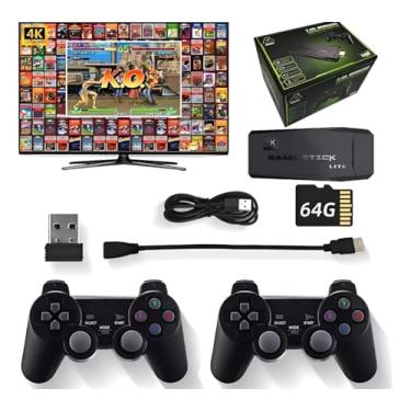 Imagem de Console de Videogame Retrô 4K com 20.000 Jogos, 64GB, TV Stick, 2 Controles Sem Fio 5G Game Stick HDMI
