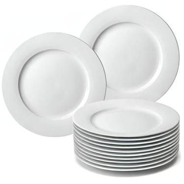 Imagem de Kit 12 Pratos Raso Redondo Branco de Melamina 28cm Leve Resistente - B