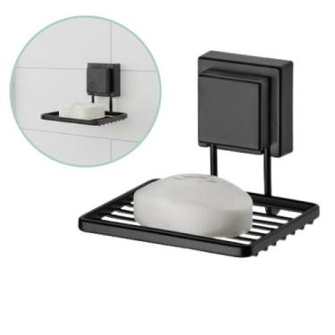 Imagem de Saboneteira Porta Sabonete Banheiro Com Ventosa Preto Fosco - Future