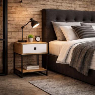 Imagem de Mesa de Cabeceira Cama Lateral Mesinha para Abajur Luminária - LaCasaM