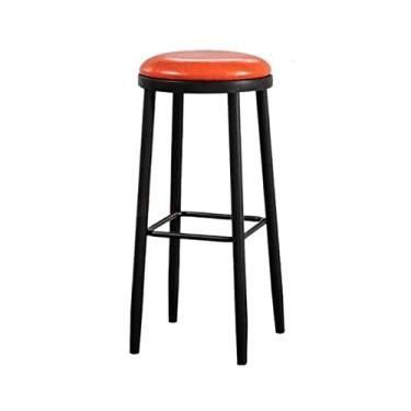 Imagem de Balcão de cozinha 71 cm banco alto redondo cadeira de bar de ferro restaurante cafeteria mesa ilha cadeira de jantar cadeiras de bar (vermelho)