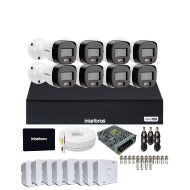 Imagem de Kit 8 Câmeras Intelbras 1120b Full Color DVR Mhdx 1108-c Com SSD 512gb