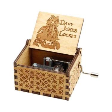 Imagem de Caixa De Música De Madeira Jurassic Park Com Manivela, Brinquedo De Aç